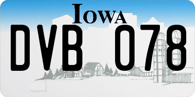 IA license plate DVB078