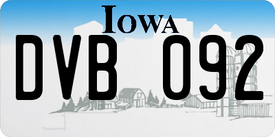 IA license plate DVB092