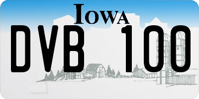 IA license plate DVB100