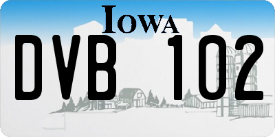IA license plate DVB102
