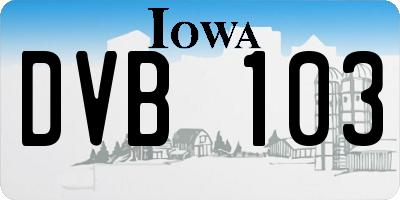 IA license plate DVB103
