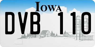 IA license plate DVB110