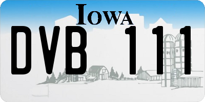 IA license plate DVB111