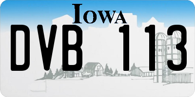 IA license plate DVB113