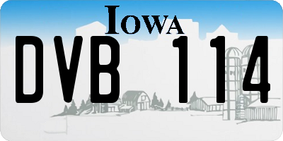 IA license plate DVB114