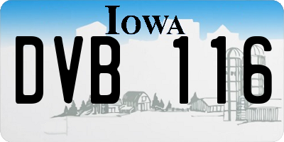 IA license plate DVB116