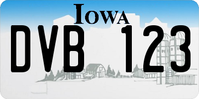 IA license plate DVB123