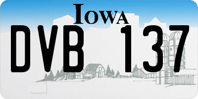 IA license plate DVB137