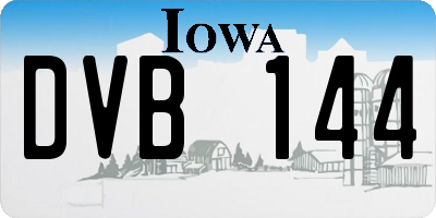 IA license plate DVB144