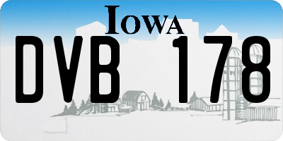 IA license plate DVB178