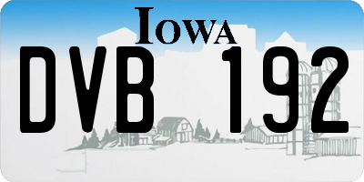 IA license plate DVB192