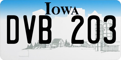 IA license plate DVB203
