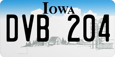 IA license plate DVB204
