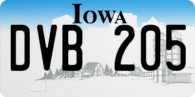 IA license plate DVB205