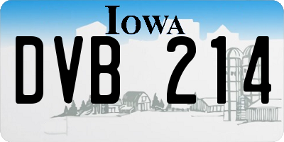 IA license plate DVB214