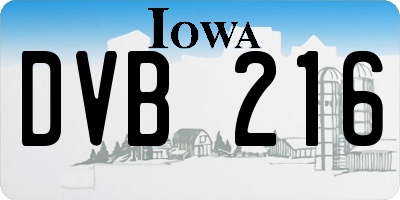IA license plate DVB216
