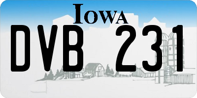 IA license plate DVB231