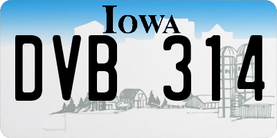 IA license plate DVB314