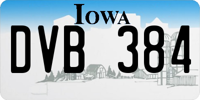 IA license plate DVB384