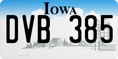 IA license plate DVB385