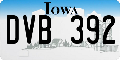 IA license plate DVB392
