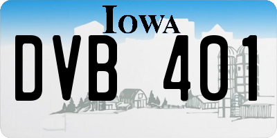 IA license plate DVB401