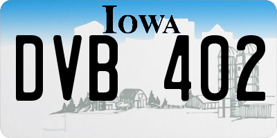 IA license plate DVB402
