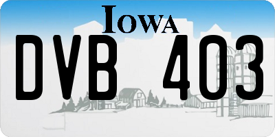 IA license plate DVB403