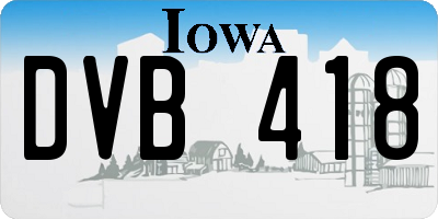 IA license plate DVB418