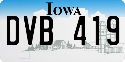 IA license plate DVB419