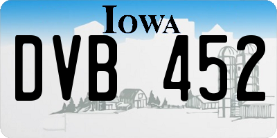 IA license plate DVB452