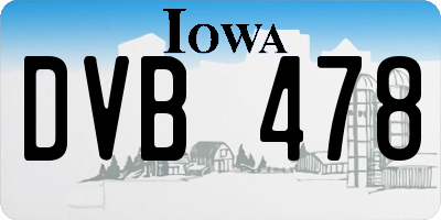 IA license plate DVB478