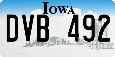 IA license plate DVB492