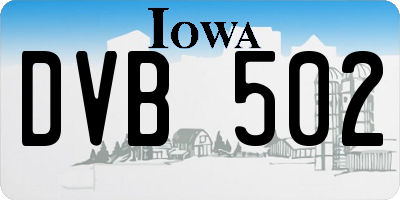 IA license plate DVB502