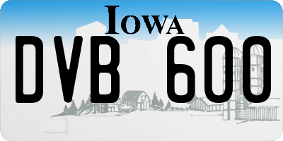 IA license plate DVB600