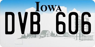 IA license plate DVB606