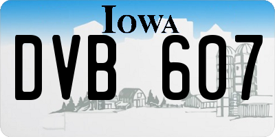 IA license plate DVB607