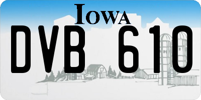 IA license plate DVB610