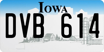 IA license plate DVB614