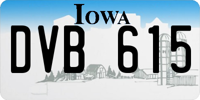 IA license plate DVB615