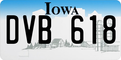 IA license plate DVB618