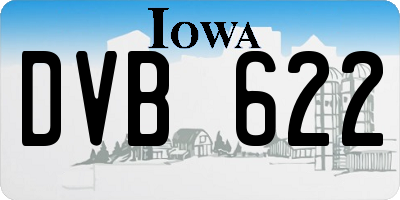 IA license plate DVB622