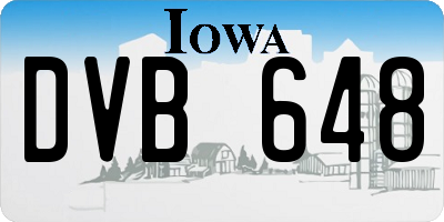 IA license plate DVB648