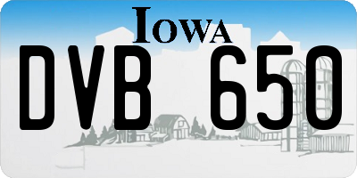 IA license plate DVB650