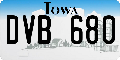 IA license plate DVB680