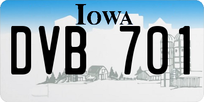 IA license plate DVB701