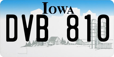 IA license plate DVB810