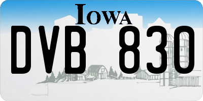 IA license plate DVB830