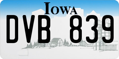IA license plate DVB839