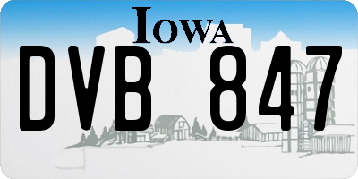 IA license plate DVB847